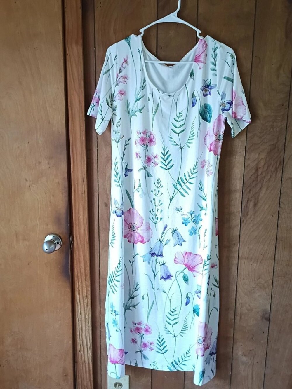 Floral Maxi Dress Size L Polyester Pullover Casual Cottagecore